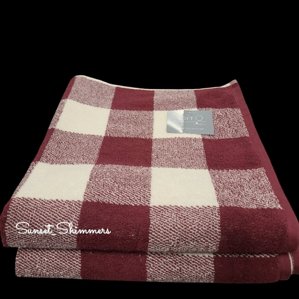 8pc Loft Christmas Farmhouse Buffalo Check Bath Hand Washcloth Towel Set NEW - Picture 5 of 7